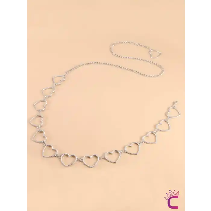 Zarif Kalpli Gümüş Renkli Bel Zinciri - Ayarlanabilir Vücut Kemeri Elbise Bel Kolyesi Göbek Takısı