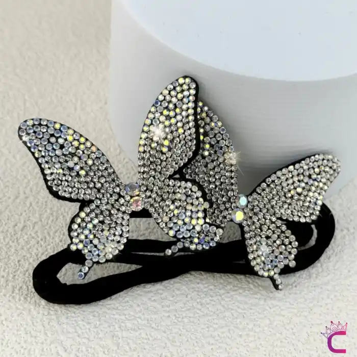 Zarif Kelebekli Zirkon Taşlı Kadın Kolay Telli Topuz Tokası Gümüş Renk - Günlük Şık Saç Aksesuarı