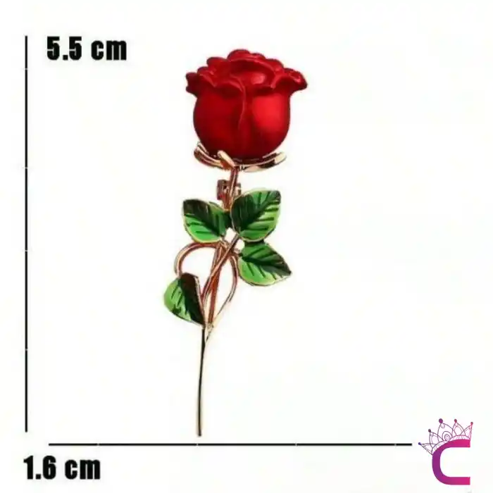 Zarif Kırmızı Gül Tasarım Çiçekli Kadın Broş Hediyelik Sevgililer Günü Hediyesi Yaka İğnesi Broşu