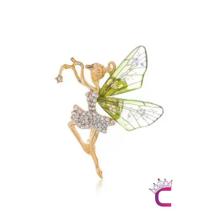 Zarif Melek Kelebek Kanatlı Tasarım Kadın Broş - Hediyelik Elbise Ceket Taşlı Yaka İğnesi Broşu