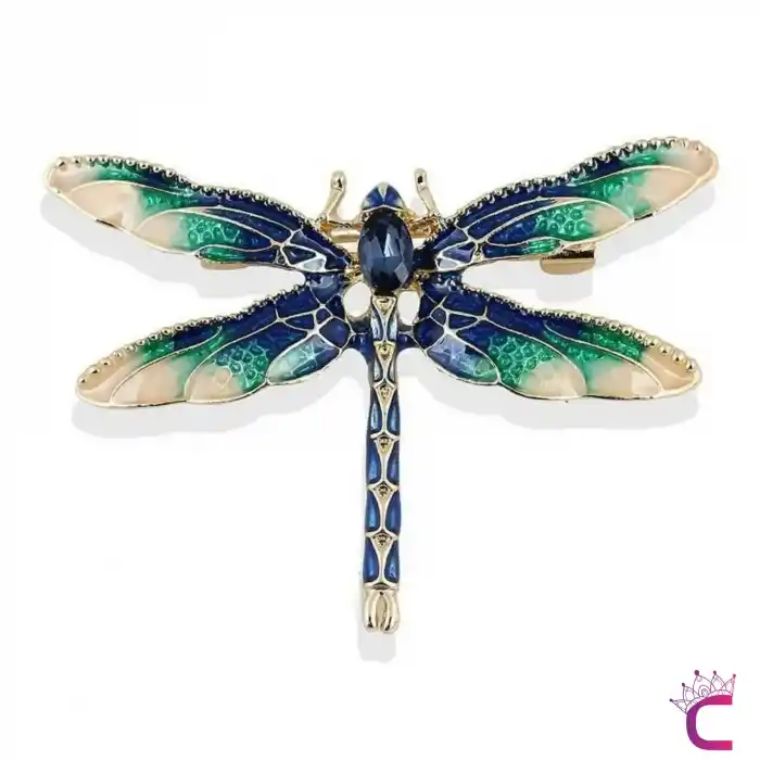 Zarif Rhinestone Taşlı Tasarım Yusufçuk Broş - Hediyelik Çanta Elbise Ceket Yaka İğnesi Broş