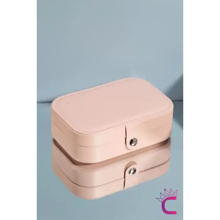 Zarif Takı Mücevher Saklama Kutusu 16x12cm Deri Pembe - Bölmeli Küpe Yüzük Kolye Kutusu Organizer