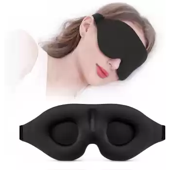 %100 Işık Engelleyen Trend 3D Uyku Maskesi Siyah - Ayarlı Yumuşak Dolgulu Nefes Alabilen Göz Bandı