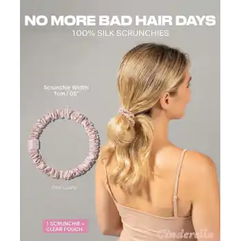 %100 Saf Dut İpek Küçük Scrunchie Saç Tokası Lila - Günlük Pratik Ekstra Elastik Simit Lastikli Toka