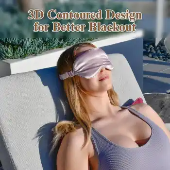 %100 Saf İpek 3D Uyku Maskesi Leylak - %100 Işık Engelleyen Yumuşak Dolgulu Nefes Alabilen Göz Bandı