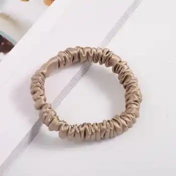 %100 Saf İpek Küçük Scrunchie Saç Tokası Renk3 - Günlük Pratik Ekstra Elastik Lastikli Simit Toka