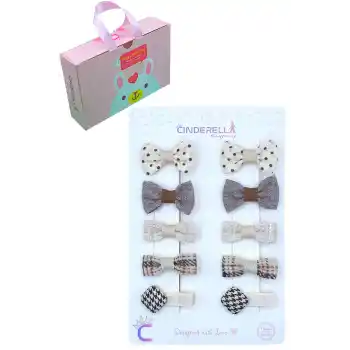 10lu Çanta Kutulu Hediyelik Kız Bebek Kurdele Fiyonk Toka Seti Soft - Acıtmaz Çocuk Pens Saç Tokası