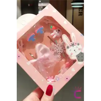 10lu Özel Tasarım Hediyelik Kutulu Bebek Toka Seti - Kız Çocuk Lastik Çıt Çıt Pens Saç Tokası