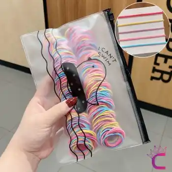 100lü Dayanıklı Elastik Renkli Lastik Toka Seti - Günlük Kullanım Lastikli Saç Lastiği Örgü Tokası