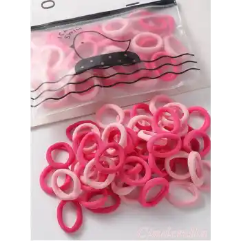 100lü Şeffaf Çantalı Minik Havlu Lastik Toka Seti - Küçük Yumuşak Çocuk Bebek Saç Tokası Model-1