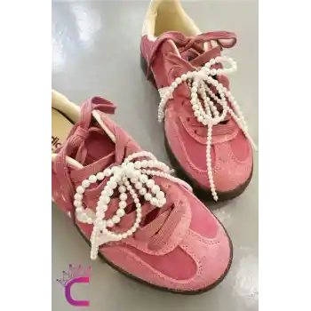 2 adet Çıkarılabilir İncili Fiyonklu Ayakkabı Bağcık Tokası - Charms Aplike Bot Spor Ayakkabı Süsü