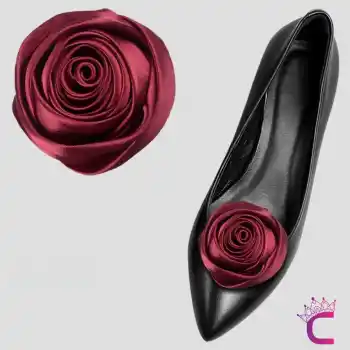 2 adet Çıkarılabilir Kırmızı Gül Tasarım Kadın Topuklu Ayakkabı Tokası - Aplike Babet Ayakkabı Süsü