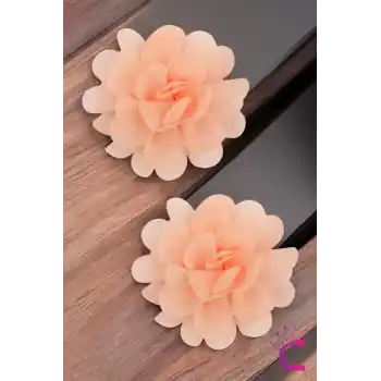 2li Chiffon Flower Kız Çocuk Toka Seti Somon - Çiçekli Bebek Çocuk Saç Tokası Klips Pens Toka