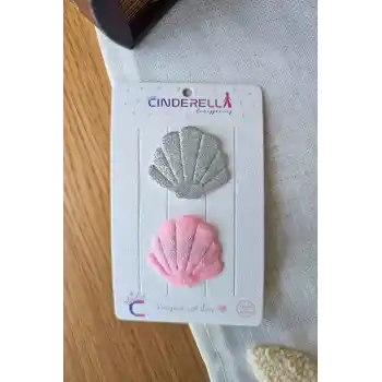 2li Deniz Kabuğu Model Saçsız Bebek Tokası - Az Saçlı Kız Bebek Toka Seti Çıtçıtlı Yenidoğan Tokası