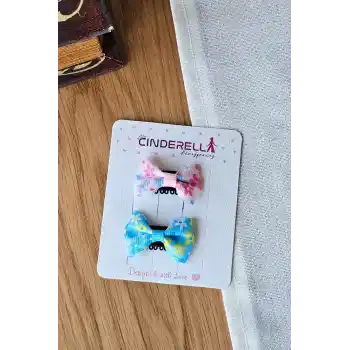 2li Fiyonklu Çiçekli Saçsız Bebek Tokası - Az Saçlı Kız Bebek Toka Seti Çıtçıtlı Yenidoğan Tokası