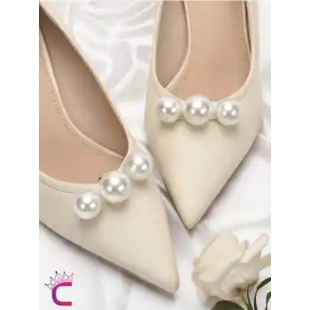 2li İncili Taşlı Çıkarılabilir Klipsli Ayakkabı Süsü - Zarif Hediyelik Ayakkabı Charmı Tokası