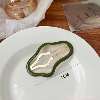 2li Büyük Boy Kadın Moda Çıtçıtlı Metal Yan Saç Tokası 7cm Yeşil - Yeni Sezon Yan Çıt Çıt Toka