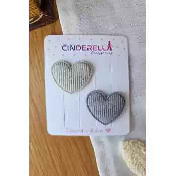 2li Kalpli Saçsız Bebek Tokası 3.5 cm - Az Saçlı Kız Bebek Toka Seti Çıtçıtlı Yenidoğan Tokası