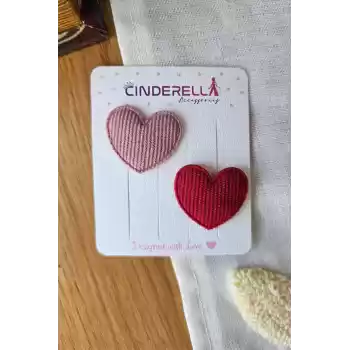 2li Kalpli Saçsız Bebek Tokası 3.5 cm - Az Saçlı Kız Bebek Toka Seti Çıtçıtlı Yenidoğan Tokası