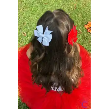 2li Kırmızı Beyaz Kurdele Fiyonk Pens Çocuk Toka 8 cm - 23 Nisan 29 Ekim Cumhuriyet Bayramı Tokası