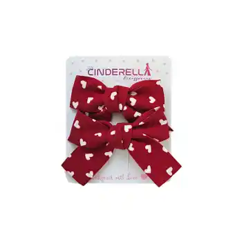 2li Kız Çocuk Fiyonk Pens Toka Seti Kırmızı Tonlu - Kurdele Fiyonklu Klips Saç Tokası Model-1