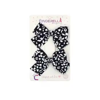 2li Kız Çocuk Fiyonk Toka Seti Siyah Soft Renkli - Zarif Fiyonklu Kurdele Klips Pens Saç Tokası