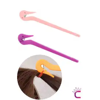 2li Saç Örgü Lastiği Kesici Pembe Mor Renkli - Zarar Vermeyen Lastikli Saç Tokası Kesme Aparatı