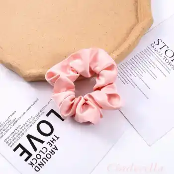 2li Saten Kumaş Kadın Scrunchie Simit Toka Pembe - Uyku için Rahat Yumuşak Lastikli Saç Tokası