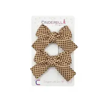 2li Soft Bej Kahve Tonlu Kız Çocuk Fiyonk Toka Seti - Tarz Fiyonklu Kurdele Pens Bebek Saç Tokası