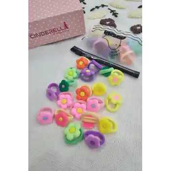 20li Çantalı Yumuşak Acıtmaz Kız Bebek Havlu Lastik Toka Seti - Renkli Çocuk Lastikli Saç Tokası