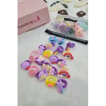 20li Çantalı Yumuşak Acıtmaz Kız Bebek Havlu Lastik Toka Seti - Renkli Çocuk Lastikli Saç Tokası