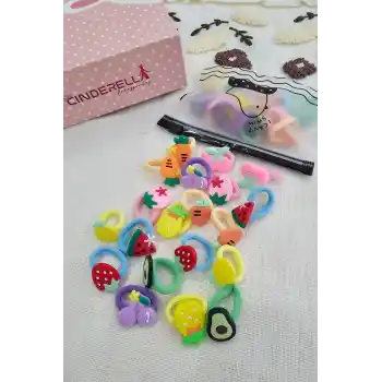 20li Çantalı Yumuşak Acıtmaz Kız Bebek Havlu Lastik Toka Seti - Renkli Çocuk Lastikli Saç Tokası