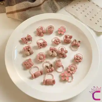 20li Özel Tasarım Hediyelik Soft Kız Bebek Lastik Toka Seti - Dayanıklı Çocuk Lastikli Saç Tokası