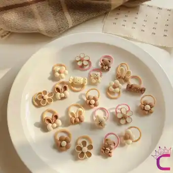 20li Özel Tasarım Hediyelik Soft Kız Bebek Lastik Toka Seti - Dayanıklı Çocuk Lastikli Saç Tokası