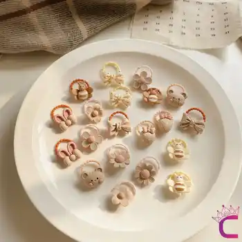 20li Özel Tasarım Hediyelik Soft Kız Bebek Lastik Toka Seti - Dayanıklı Çocuk Lastikli Saç Tokası