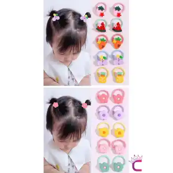 20li Renkli Karışık Figürlü Dayanıklı Kız Çocuk Lastik Toka Seti - Sevimli Bebek Lastikli Toka