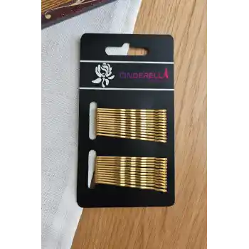 24lü Gold Sarı Renk Tel Toka 5cm - Yumuşak Uçlu Acıtmaz Renkli Kadın Tel Saç Tokası