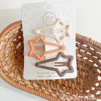 3lü Büyük Mat Soft Basic Renkli Kayan Yıldız ÇıtÇıt Toka Seti 5.2cm - Yıldızlı Çıtçıt Çocuk Tokası