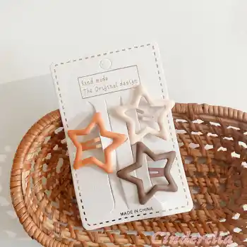 3lü Büyük Mat Soft Basic Renkli Yıldız Çıt Çıt Toka Seti 4.2cm - Yıldızlı Çıtçıtlı Çocuk Saç Tokası