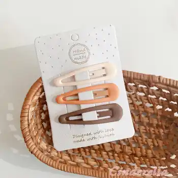 3lü Büyük Mat Soft Basic Tonlu Klasik Model Çıtçıtlı Toka Seti 6cm - Çocuk Çıtçıt Yan Saç Tokası