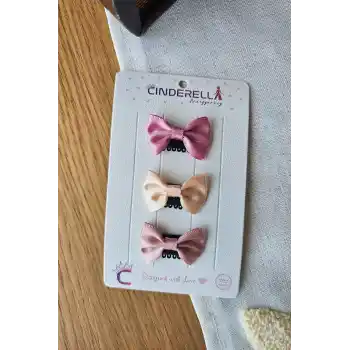 3lü Kurdeleli Fiyonklu Saçsız Bebek Tokası - Az Saçlı Kız Bebek Toka Seti Çıtçıtlı Yenidoğan Tokası