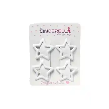 4lü Beyaz Renkli Yıldız Çıt Çıt Toka Seti 3.2 cm - Yıldızlı Çıtçıt Toka Çıtçıtlı Saç Tokası