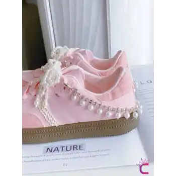 4lü Fiyonk İncili Zincirli Çıkarılabilir Ayakkabı Bağcık Tokası Klipsi Süsü - Kız Arkadaş Hediyesi