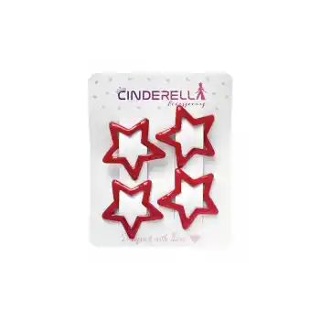 4lü Kırmızı Renkli Yıldız Çıt Çıt Toka Seti 3.2 cm - Yıldızlı Çıtçıt Toka Çıtçıtlı Saç Tokası