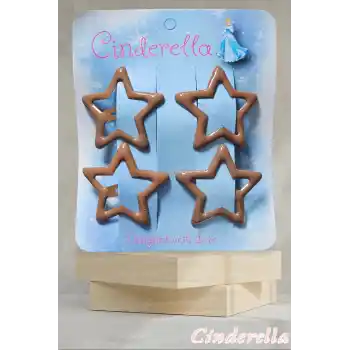 4lü Parlak Kahve Yıldız Çıt Çıt Toka Seti - Renkli Yıldızlı Çıtçıt Toka - Yıldız Çıtçıtlı Toka