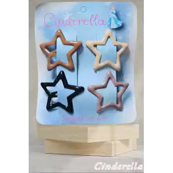 4lü Parlak Karışık-1 Renk Yıldız Çıt Çıt Toka Seti - Renkli Yıldızlı Çıtçıt Toka - Yıldız Çıtçıtlı Toka