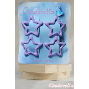 4lü Parlak Mor Yıldız Çıt Çıt Toka Seti - Renkli Yıldızlı Çıtçıt Toka - Yıldız Çıtçıtlı Toka