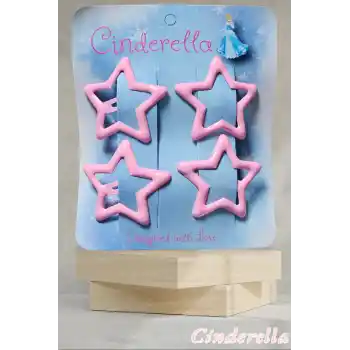 4lü Parlak Pembe Yıldız Çıt Çıt Toka Seti - Renkli Yıldızlı Çıtçıt Toka - Yıldız Çıtçıtlı Toka