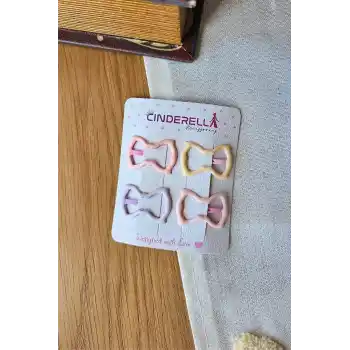 4lü Parlak Soft Renkli Kelebekli Çıtçıtlı Toka Seti 3.2cm - Kız Çocuk Bebek Çıt Çıt Yan Saç Tokası