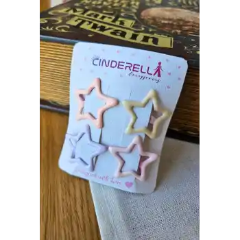 4lü Parlak Soft Renkli Yıldızlı Çıtçıtlı Toka Seti 3.2cm - Kız Çocuk Bebek Çıt Çıt Yan Saç Tokası